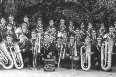 Wheatley Hill Colliery Band 1930s. Top: 3 from left, J Beresford; Front: 2 from right, Mr Ga;  2 from left: Stott Charlton; 3 from left, G Heckler.