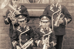Wheatley Hill Colliery Band. Back: J Phillips and T Phillips. Front: T Halsall