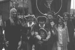 Durham Miners Gala 1960s Left to right: Lesley Gargett, Margaret Gair, Margaret Henderson, Brenda Harper, ? ?