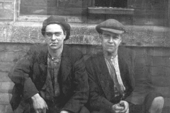 Wheatley Hill Colliery 1920s. Jack Kelsey (left) and ? outside lamp cabin