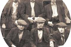 Wheatley Hill Colliery 1920s. Back L-R: ?, Mr Henderson, Mr McKeand? Front L-R: ?, Mr Thornton, Mr Wilson, Mr Gair, ?