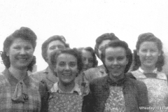 Wheatley Hill Colliery Canteen staff. L-R: Mary Poulson, Kitty Nicholson, Popsy Richardson, Mary Dunn,Doreen Sayers, Hazel Richardson, Joan Poulson