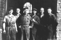 Wheatley Hill Colliery. L-R: Ronnie Scott, Gordon Carr, Ronnie Dinsley, Bobby Trisnan, Billy Gibson, Walter English