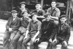 Wheatley Hill Colliery. Back L-R:  Ronnie Brown, Frankie Horner, Freddie Hutchinson, Joe Brown, Stan Thompson, Norman Gordon, Billy Ruth, Ronnie Dinsley.