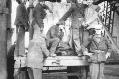 Wheatley Hill Colliery 1950s. L-R: J Davis, Gordon Smith, M Brown, George Reay, Jimmy Gibson, Jackie Dunn, S Kelly