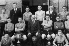 Football Team 1934-35(2) - M Parker, W Newby, A Ainscough, A Pratt, B Carter, L Gair G Charlton, G Watson, Mr T Arnold, J Dinsdale, L Hargreaves