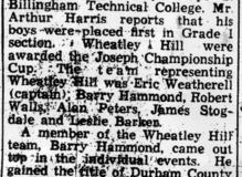 Wheatley Hill gym team write up December 1960
