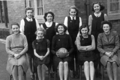 Netball Team 1948 - Jenny Newby, Olive Purvis, Florence Smiles, Joan Dodds Miss Gale, Olive Smith, Margaret Carr, Lavinia Redshaw, Miss Spottiswood