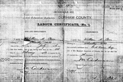 Labour certificate, William Carr